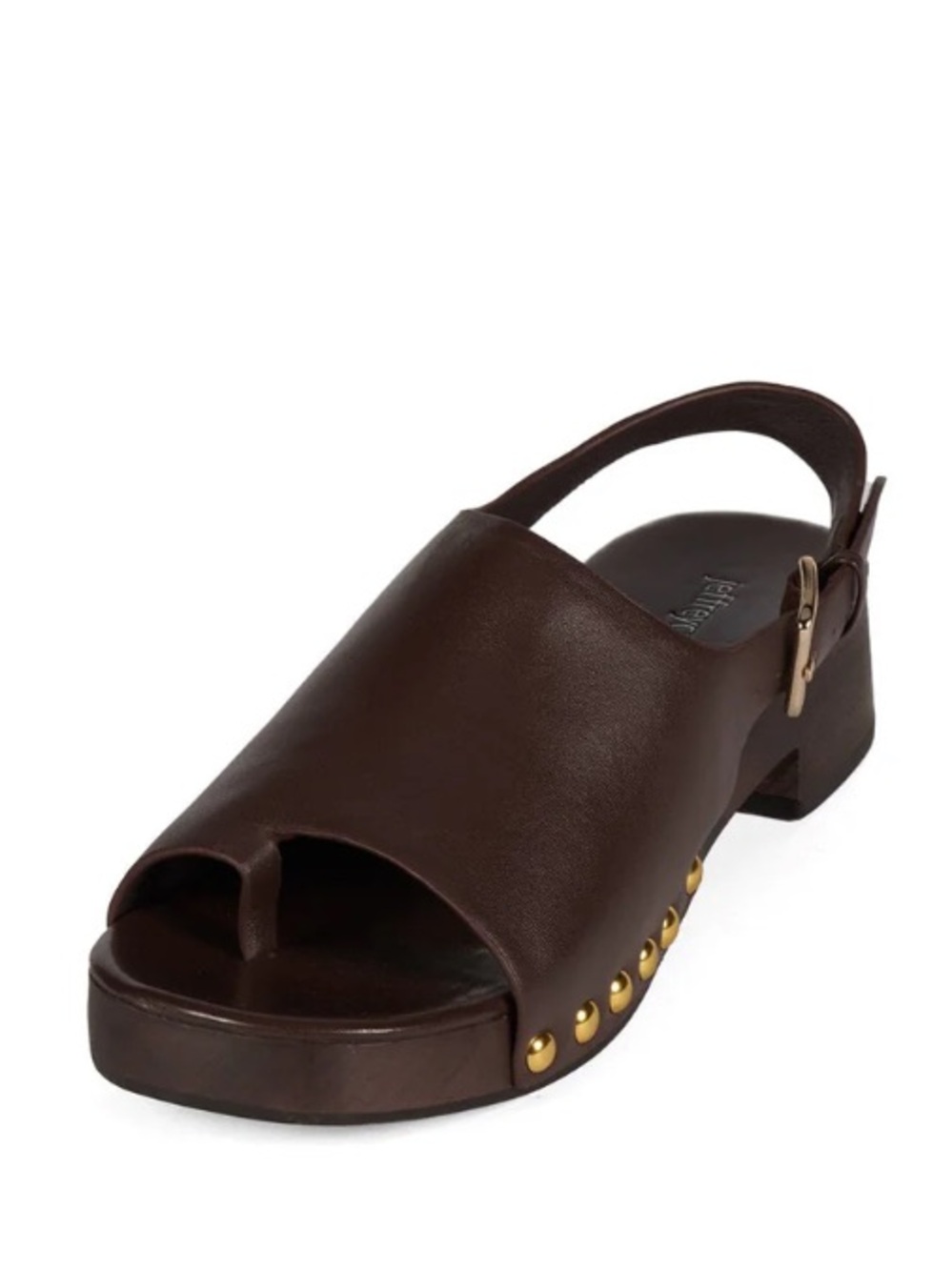 NEW Jeffrey Campbell Pipper Sandal Wood Wooden Grommet Gold Brown Coffee Size 6